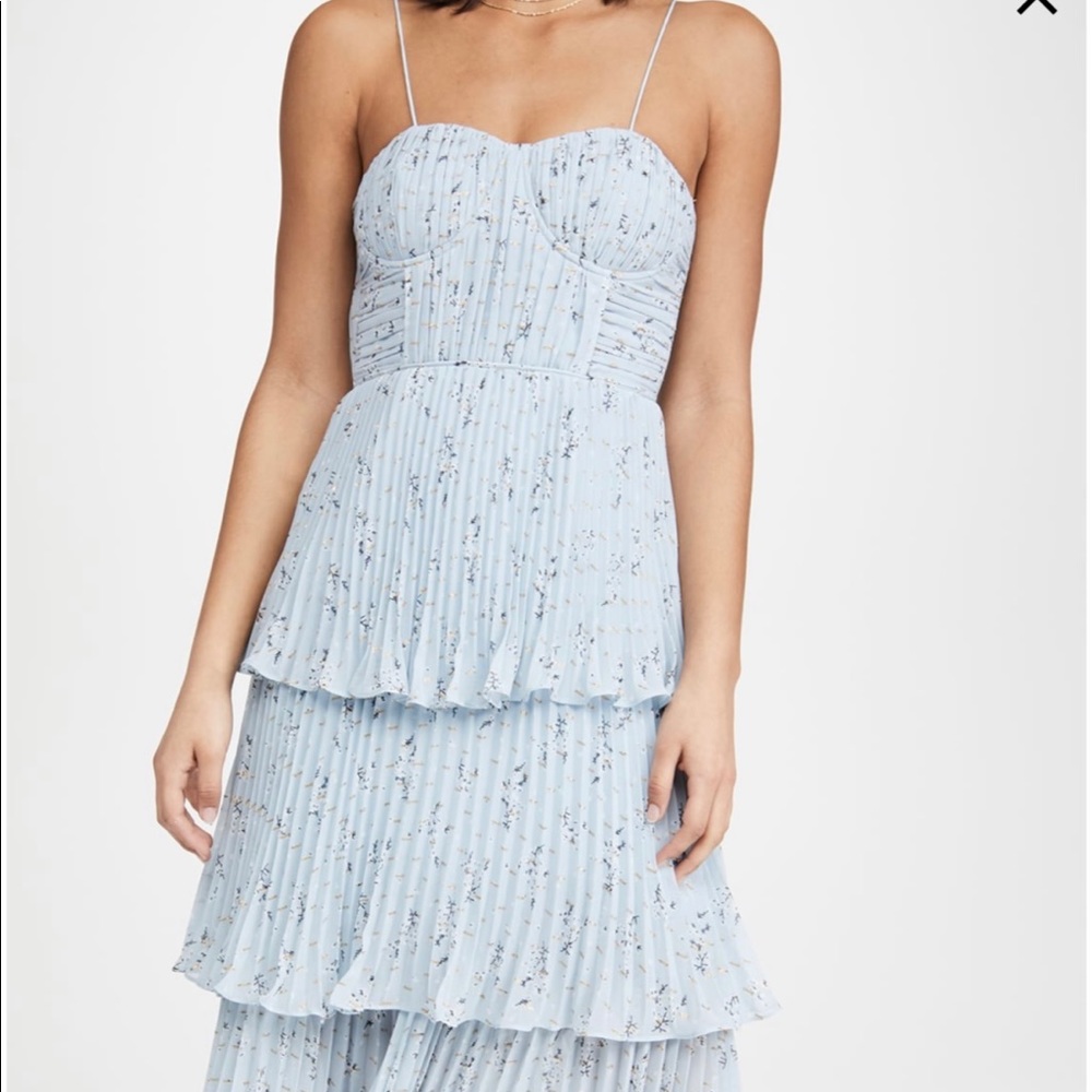 Self Portrait Metallic Tiered Midi Dress